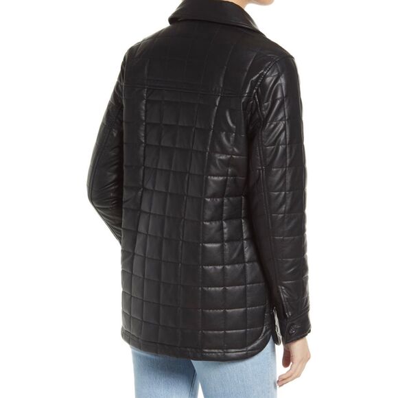 Sam Edelman Quilted PU Jacket black faux leather size Large BNWT - Picture 3 of 10